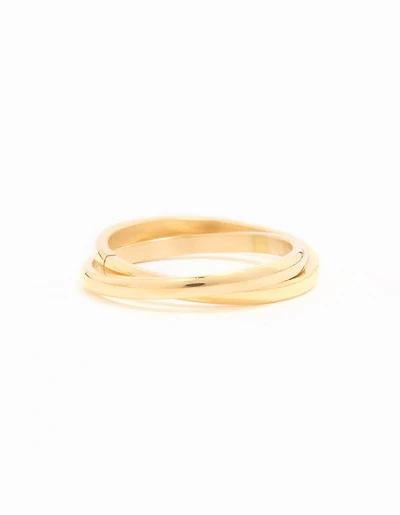 Waterproof Gold Plated Stainless Steel Intertwined Stacked Ring