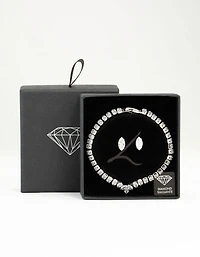 Silver Cubic Zirconia Marquise Tennis Bracelet & Earrings Set