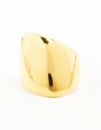 Waterproof Gold Plated Stainless Steel Statement Rectangle Ring