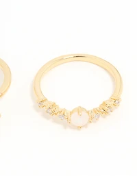 Gold Plated Cubic Zirconia Marquise Stacking Rings 3-Pack