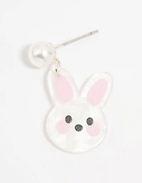 Kids Pearl Mini Bunny Drop Earrings