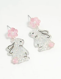 Kids Glitter Mini Bunny Drop Earrings