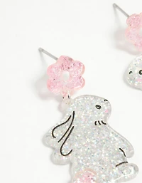 Kids Glitter Mini Bunny Drop Earrings