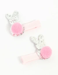 Pack de 2 pinces à cheveux en tissu pour enfants Pom Pom & Lapin de Pâques scintillants