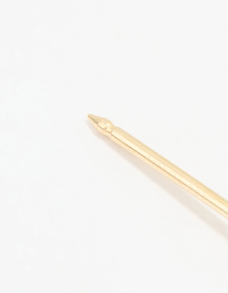14K Solid Yellow Gold 3MM Cubic Zirconia Piercing Stud