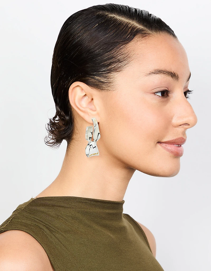Silver Twisted Hoop Large Earrings