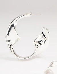 Silver Twisted Hoop Large Earrings