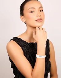 Silver Thin Wrist Hinged Bangle