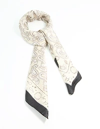 Black & White Fabric Paisley Print Scarf