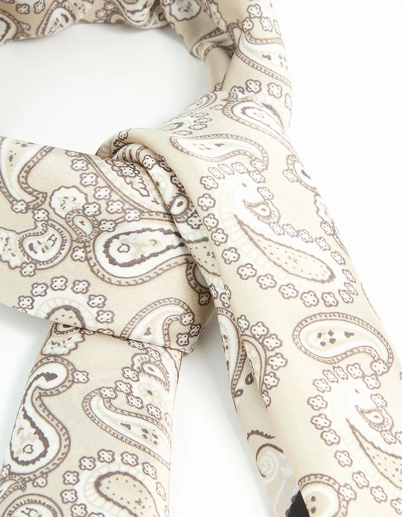 Black & White Fabric Paisley Print Scarf