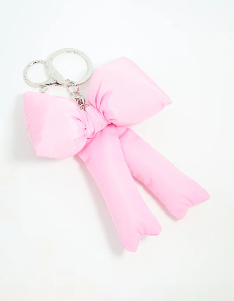 Pink Puffy Bow Keychain