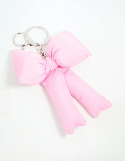 Pink Puffy Bow Keychain