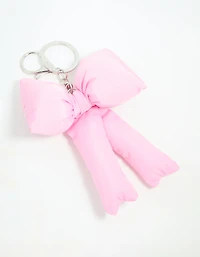 Pink Puffy Bow Keychain