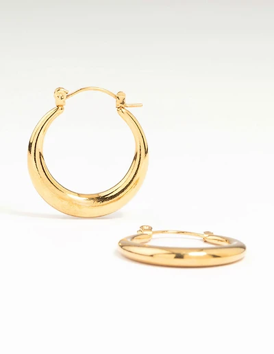Waterproof Gold Plated Stainless Steel Crescent Hoop Earrings 18 MM