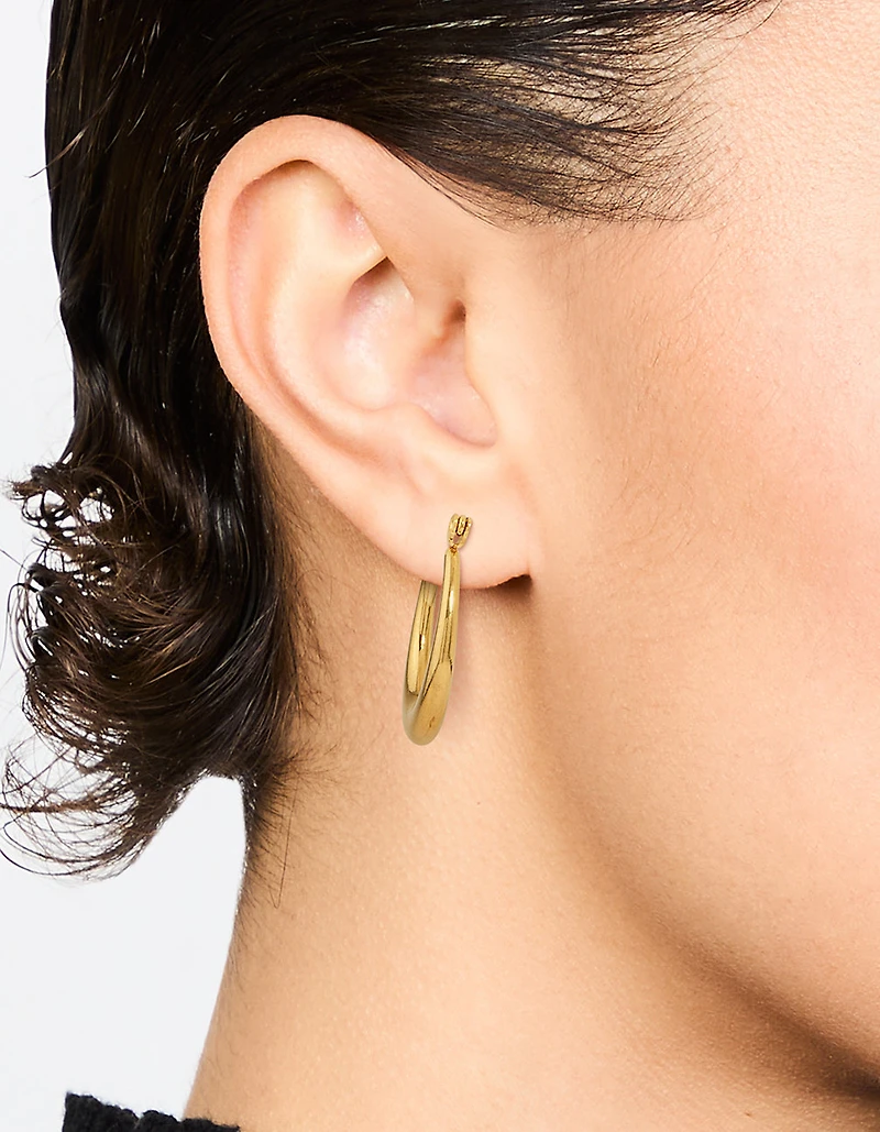 Waterproof Gold Plated Stainless Steel Crescent Hoop Earrings 18 MM