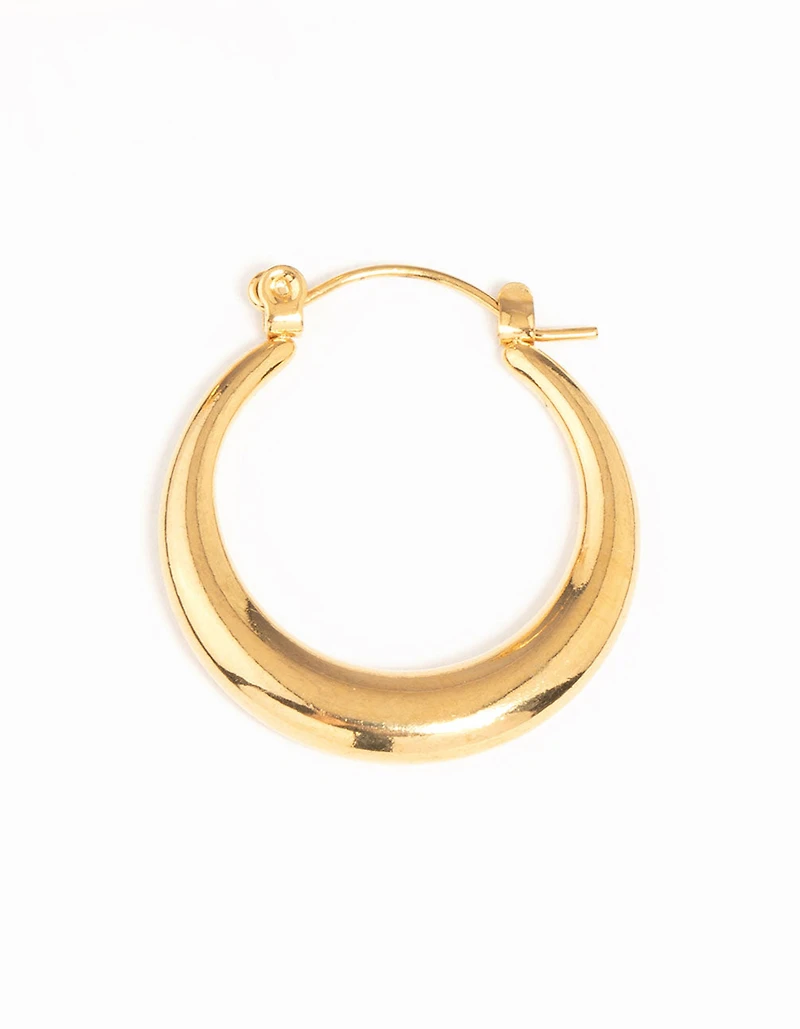Waterproof Gold Plated Stainless Steel Crescent Hoop Earrings 18 MM