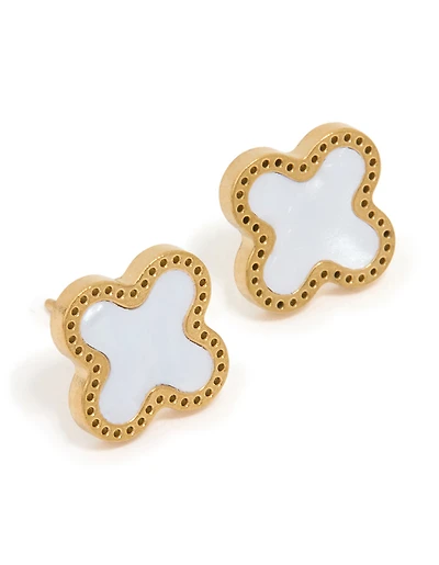 Waterproof Gold Plated Stainless Steel Enamel Flower Stud Earrings