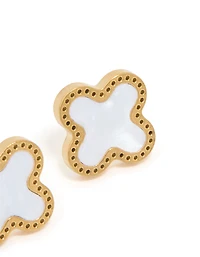 Waterproof Gold Plated Stainless Steel Enamel Flower Stud Earrings
