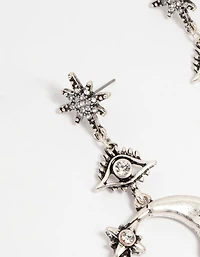 Silver Moon Celestial Drop Earrings