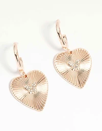Rose Gold Butterfly & Heart Hoop Earrings