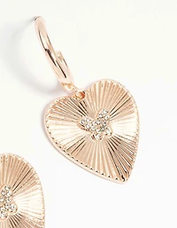 Rose Gold Butterfly & Heart Hoop Earrings