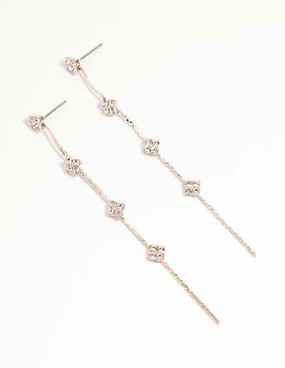 Rose Gold Dainty Flower Drop Earrings