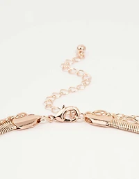 Rose Gold Figaro Heart Locket Layered Necklace