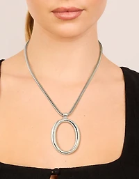 Collier pendentif grand cercle d’argent