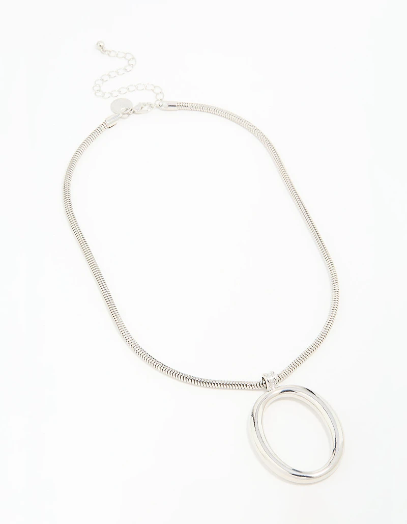 Silver Circle Large Pendant Necklace