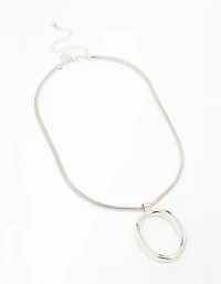 Silver Circle Large Pendant Necklace