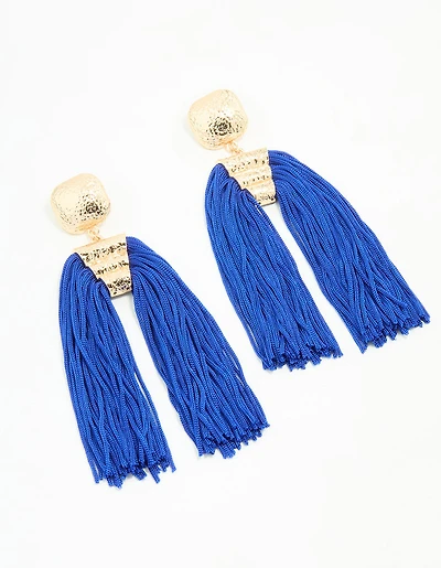 Gold Large Tassel Drop Earrings