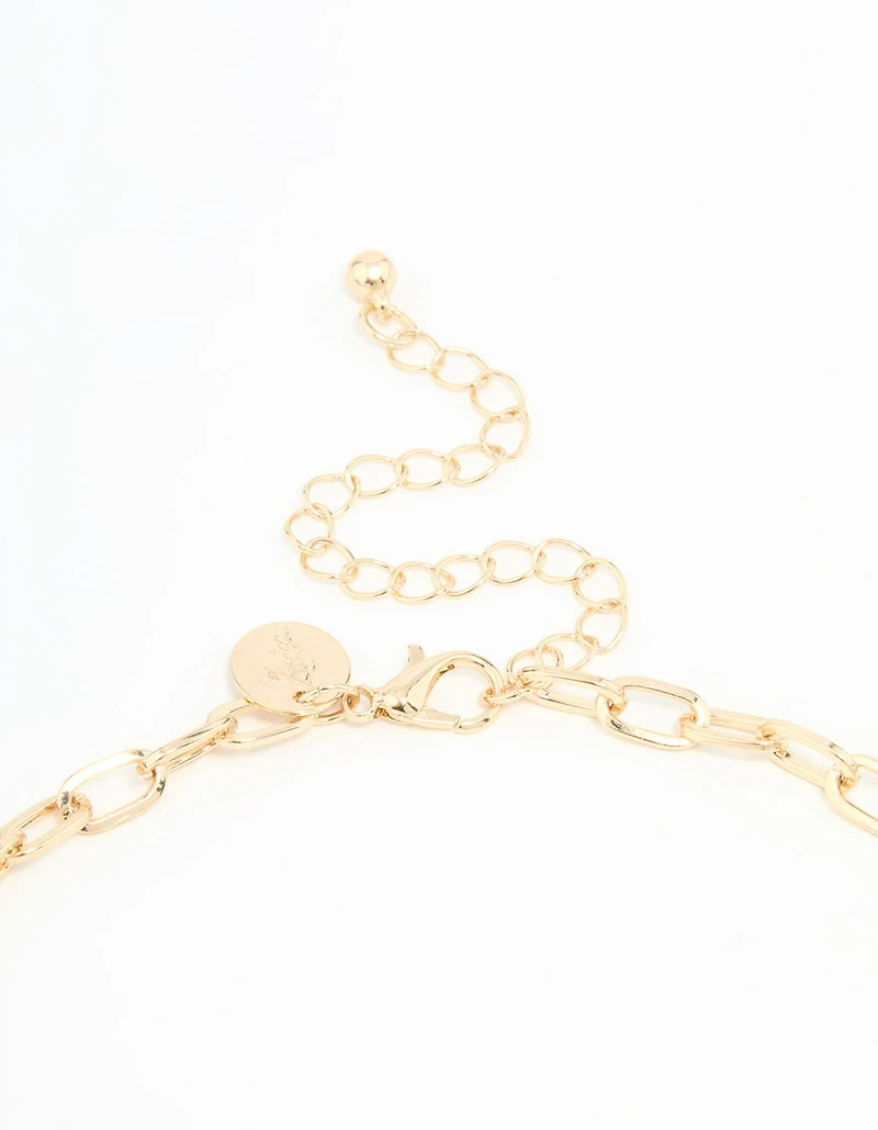 Gold Evil Eye & Hamsa Hand Charm Necklace