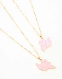 Kids Gold Wing Heart BFF Pendant Necklaces 2-Pack
