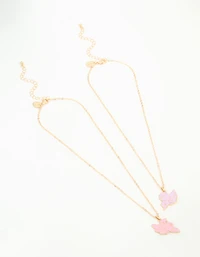 Kids Gold Wing Heart BFF Pendant Necklaces 2-Pack