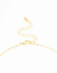 Gold Plated Diamante Outline Black Flower Pendant Necklace