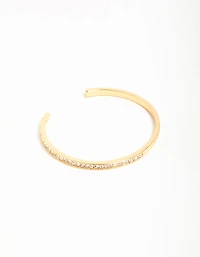 Gold Plated Diamante Half Open Wrist Cuff