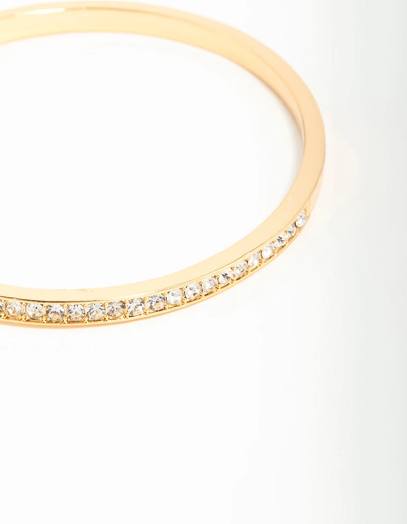 Gold Plated Diamante Half Open Wrist Cuff