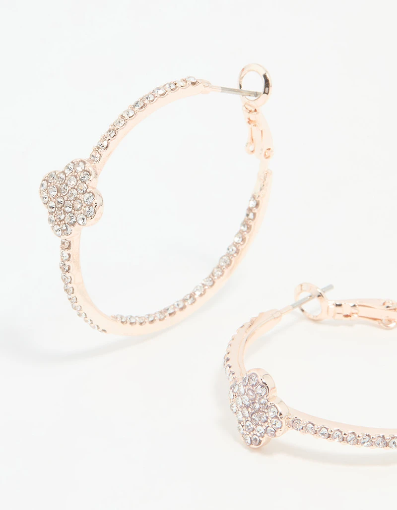 Boucles d’oreilles en pavé de fleurs en or-rose Diamante