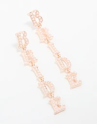 Boucles d’oreilles tombantes mariée en or rose