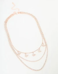 Rose Gold Butterfly Layered Necklace