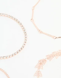 Rose Gold Butterfly & Chain Bracelets 4-Pack