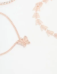Rose Gold Butterfly & Chain Bracelets 4-Pack