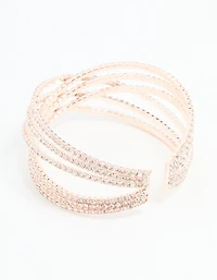 Rose Gold Diamante Layered Wrist Cuff