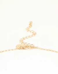 Gold Cubic Zirconia Flower Coin Pendant Necklace