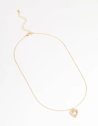 Gold Twisted Heart Pendant Necklace