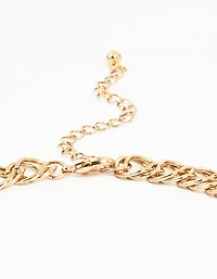 Antique Gold Black Metallic Cross Charm Necklace