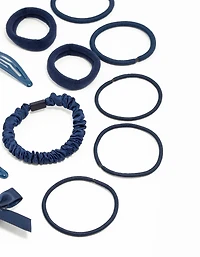 Navy Hair Tie & Clip Pack