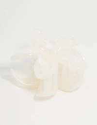 White Marble Frangipani Hair Claw Clip