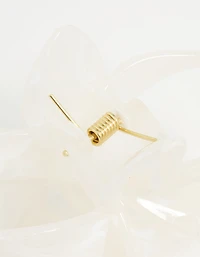 White Marble Frangipani Hair Claw Clip