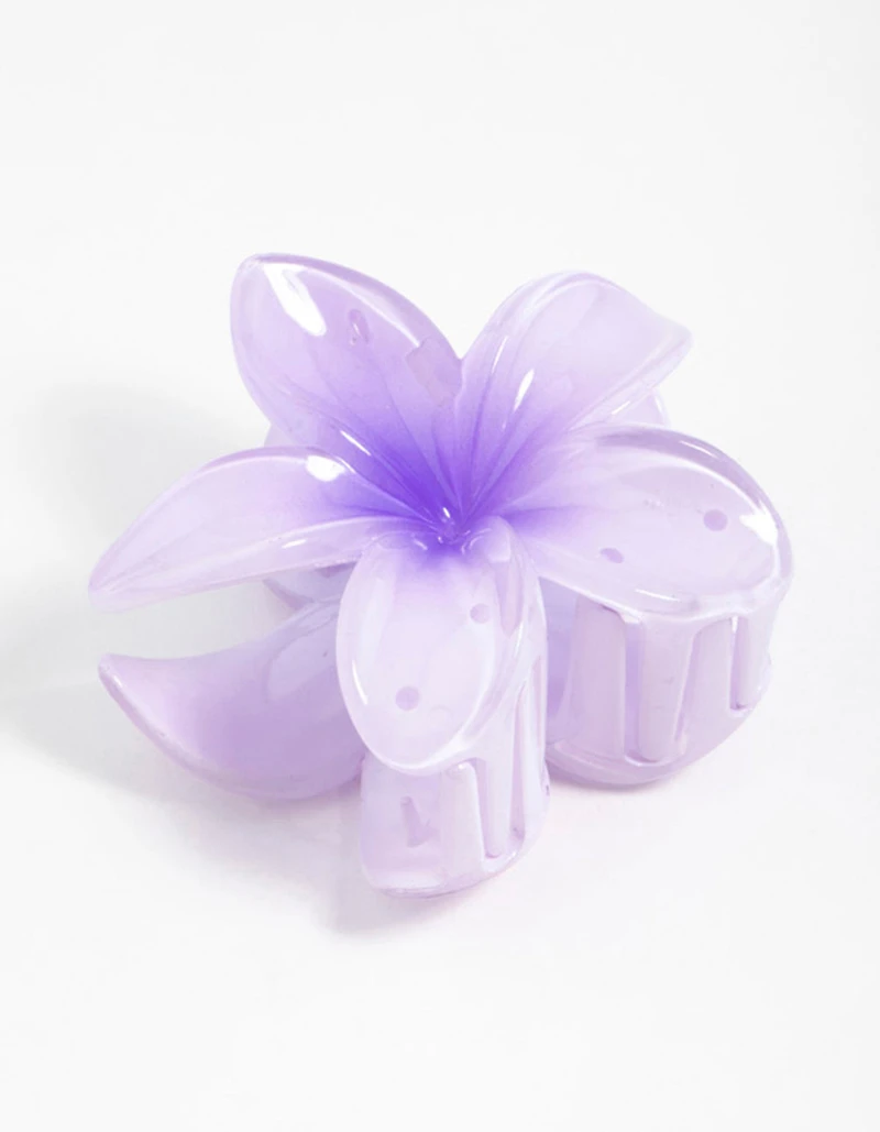 Purple Frangipani Hair Claw Clip